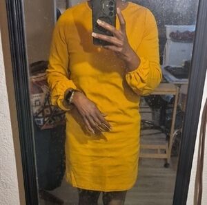 Elegant Yellow Long Sleeve Dress